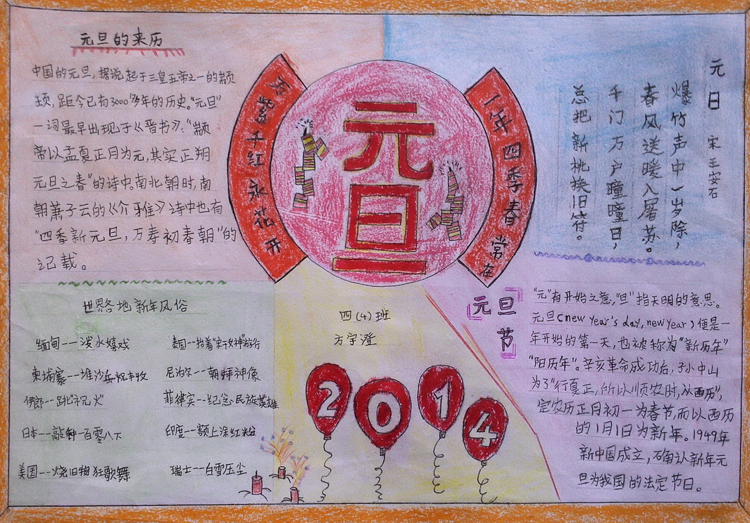 庆元旦手抄报（2）