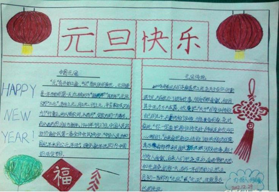 元旦快乐手抄报（3）