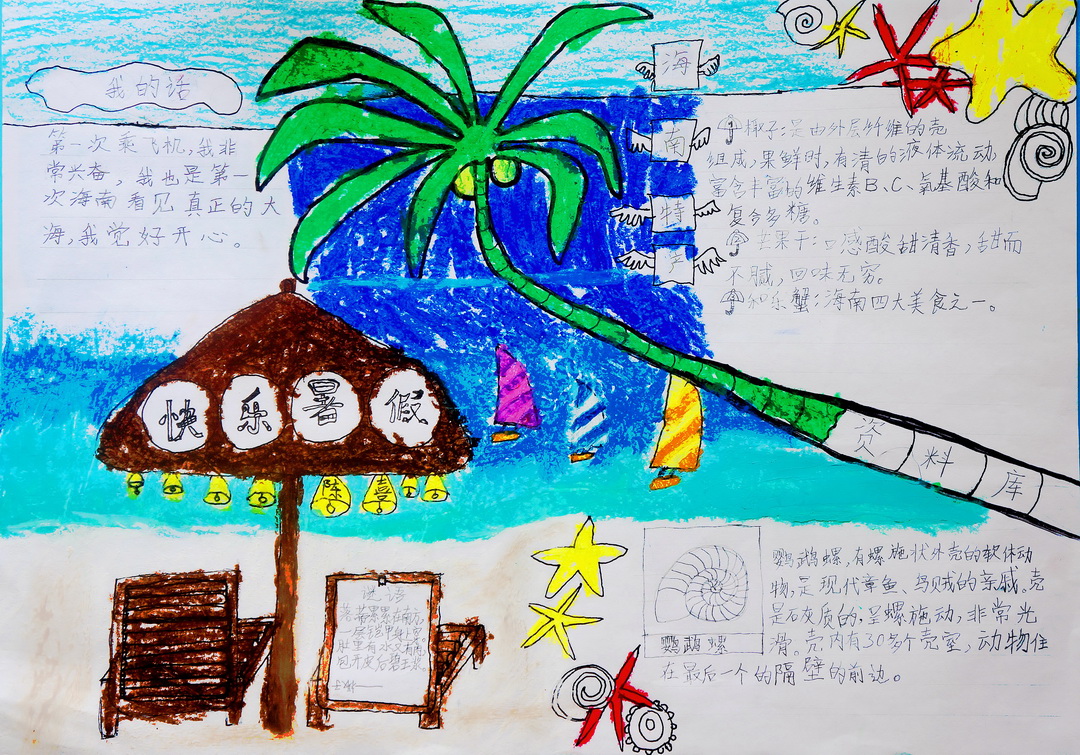 快乐暑假手抄报